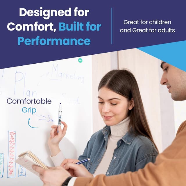 Detalle de Eziglide Blue Bullet Tip Drywipe Whiteboard Pens (Bulk Pack of 48)