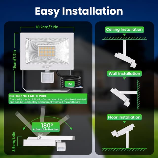 Thumbnail 6 de CLY faretto LED da esterno con sensore di movimento 50W IP66 (2700K)