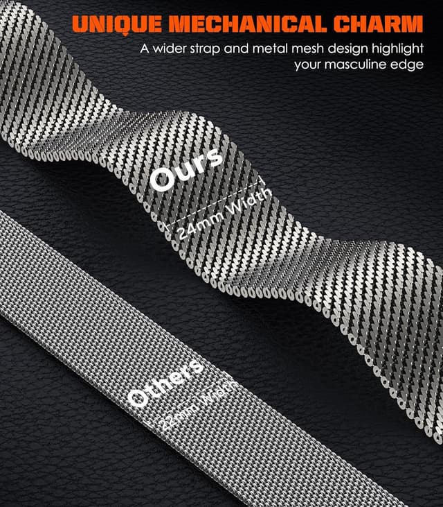 Detalle 2 de Astorgos cinturino in metallo in acciaio inox con chiusura magnetica per Apple Watch 49/46/45/44/42 mm