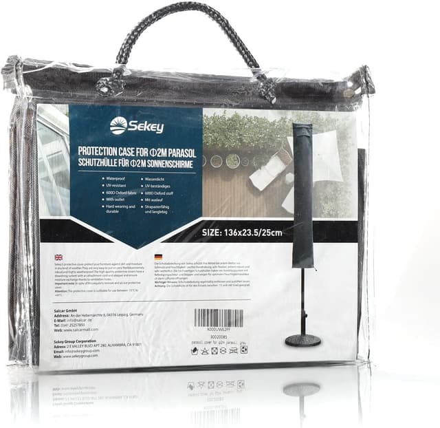 Thumbnail 5 de Sekey Carcasa Sombrilla 200cm, 100% Poliéster, Gris ☂