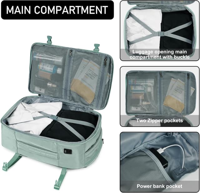 Thumbnail 6 de ECOHUB 20L Max Ryanair Cabin Bag underseat backpack with USB port (40x20x25cm) – Light Green