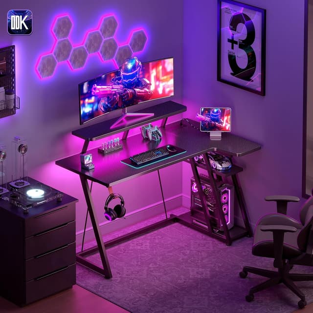 Detalle de ODK Gaming Desk with LED Lights 120cm