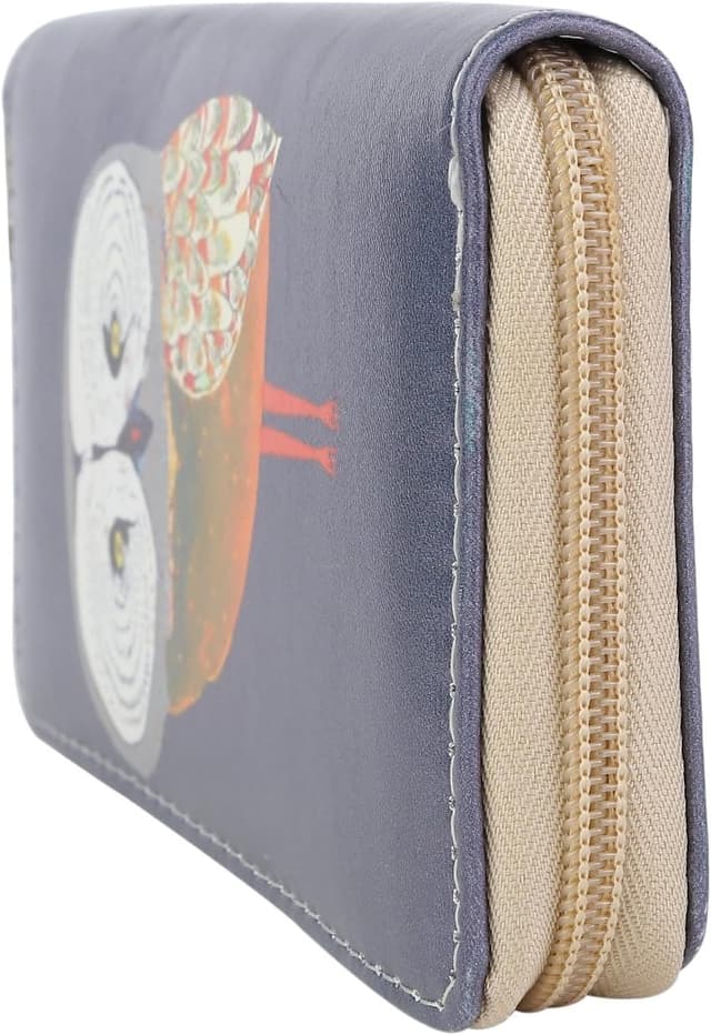 Detalle de Portafoglio donna gufo blu grigio 19 cm