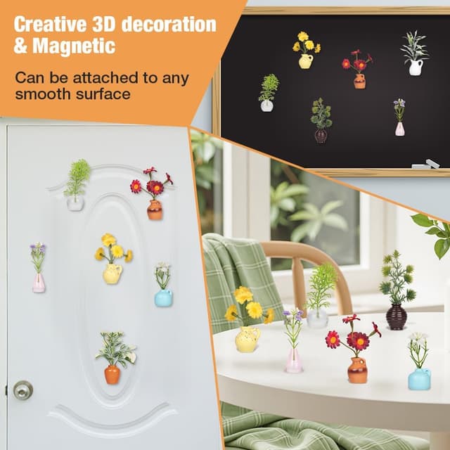 Detalle de Aimant déco réfrigérateur 8 mini vases