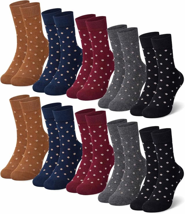 Detalle de Falechay 10 Paar Damen Sportsocken (39–42 & 35–38), Baumwolle mit Punkten/Streifen
