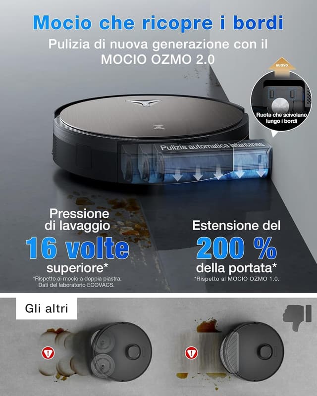 Detalle 2 de ECOVACS X11 OMNICYCLONE Robot Aspirapolvere Lavapavimenti