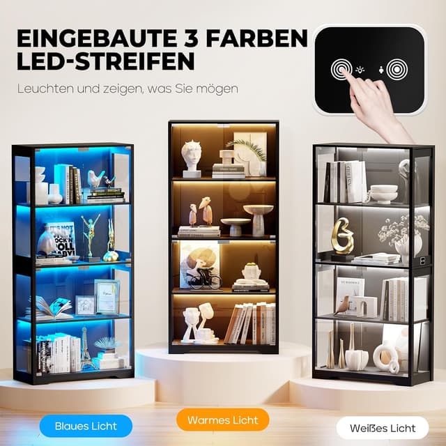 Thumbnail 2 de BROTTAR Vitrine LED Schwarz 80x165x36 cm