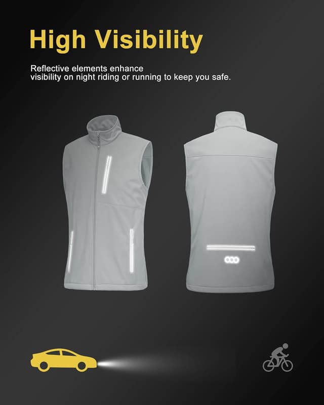 Detalle de 33,000ft Men’s Lightweight Softshell Gilet (Windproof & Water-Resistant) for Cycling, Running, Hiking