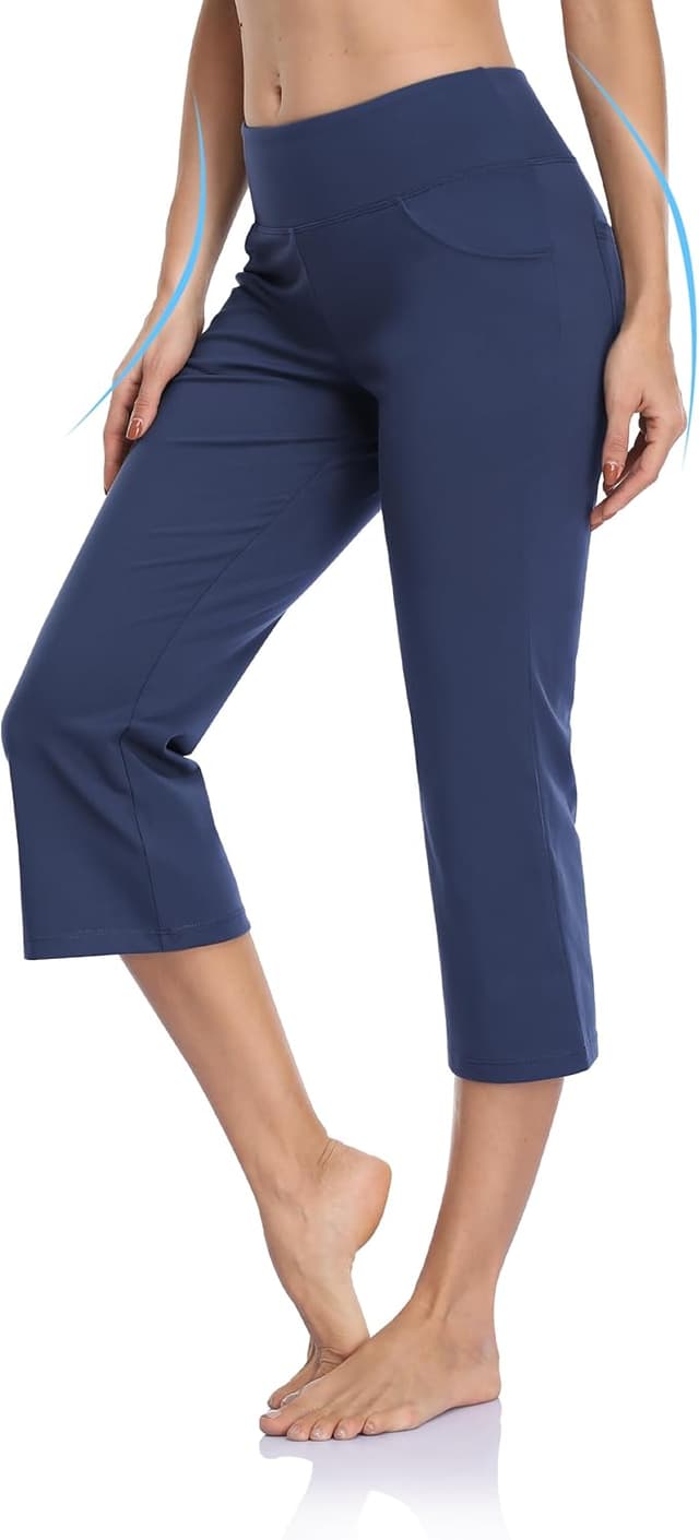 Detalle 2 de MOVE BEYOND Butterweiche Damen Bootcut Yogahose mit Bauchkontrolle und 4 Taschen