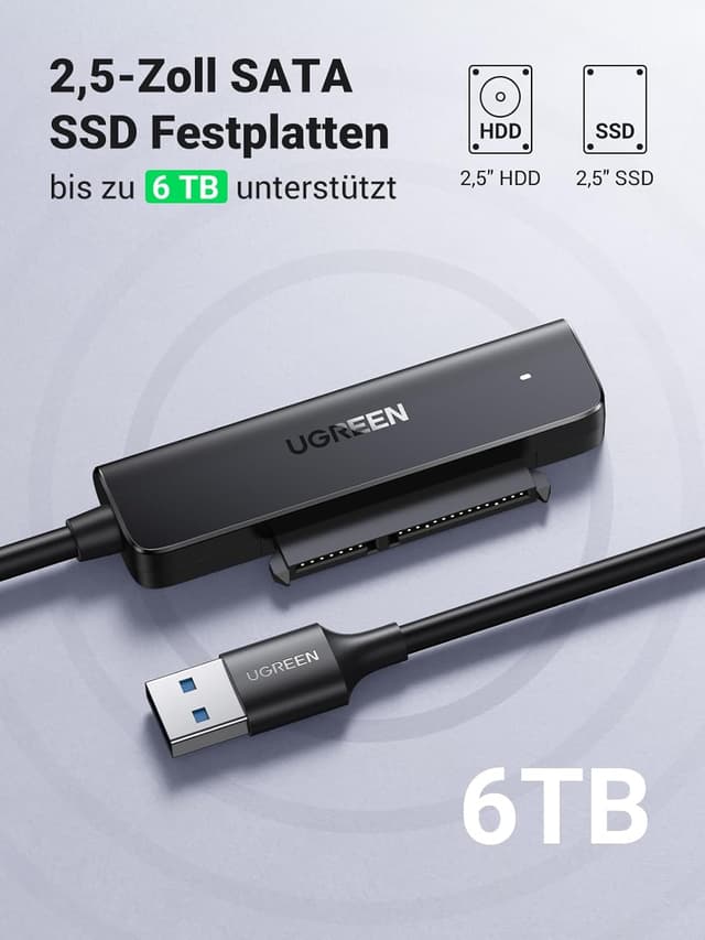 Detalle de UGREEN SATA Adapter für 2,5 Zoll SSD