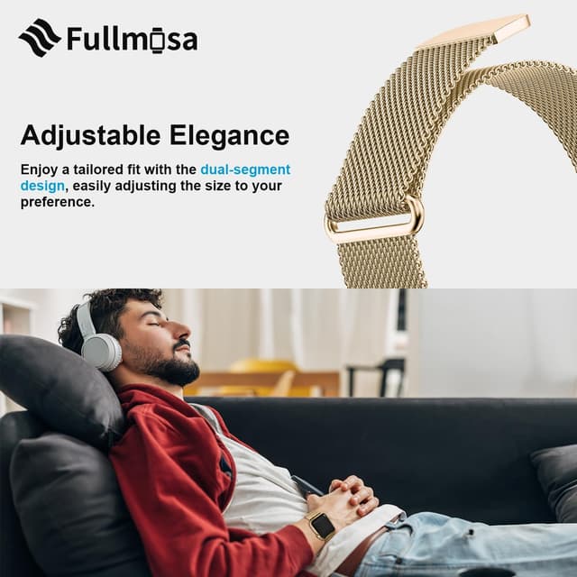 Detalle 1 de Fullmosa Stainless Steel Milanese Loop Apple Watch band (38–49mm) with double-layer magnetic clasp