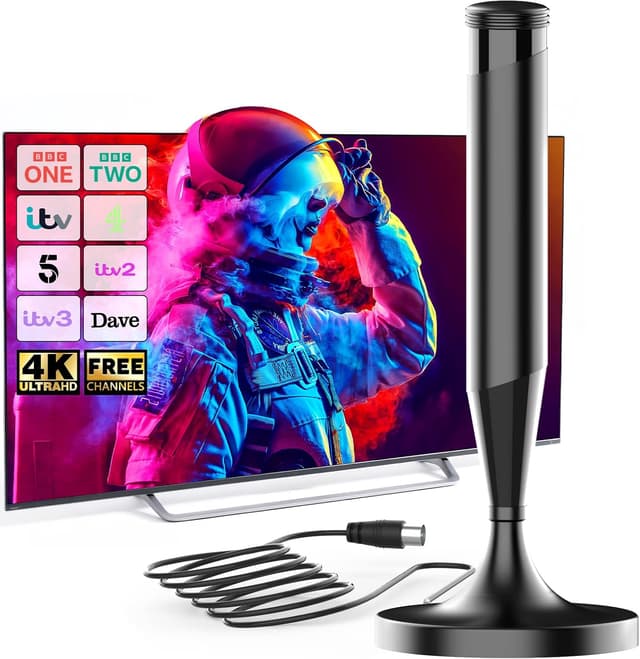 Detalle de Indoor TV Aerial with Magnetic Base (360°) – Digital Reception with 5m Coaxial Cable, Universal