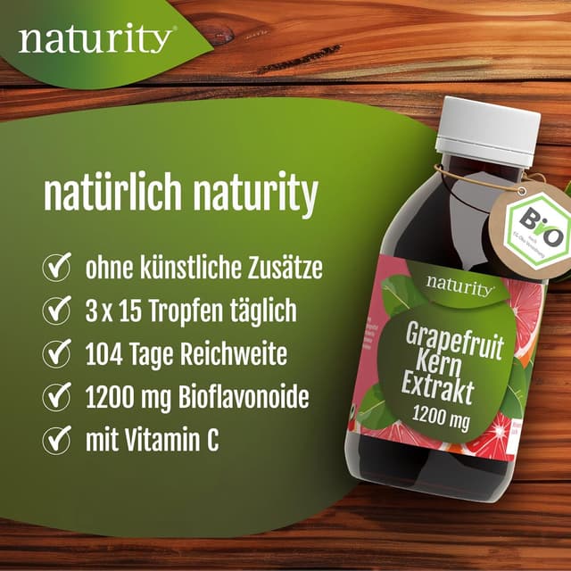 Detalle de Bio Grapefruitkernextrakt (1200 mg Bioflavonoide/250 ml) – vegan, zertifizierte Bio-Qualität, in Deutschland hergestellt