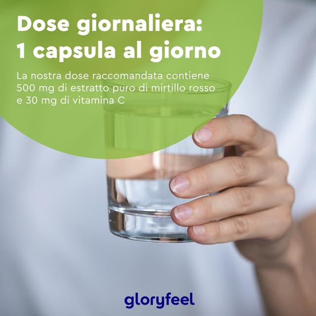 Detalle de Gloryfeel Cranberry Capsule al mirtillo rosso americano + Vitamina C, 210 capsule (7 mesi) vegan