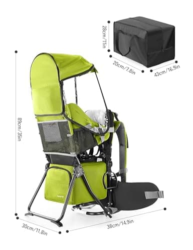 Thumbnail 8 de Besrey Porte-bébé de randonnée, sac à dos vert ⚙