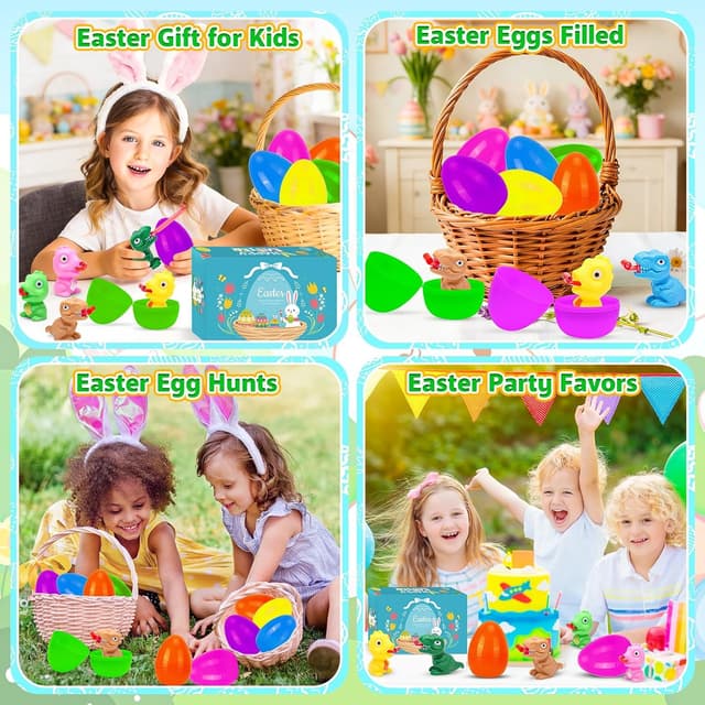 Detalle de CHILDGO Easter Dinosaur Toys: 6-Pack Filled Squeeze Eggs with Tongue-Out Action