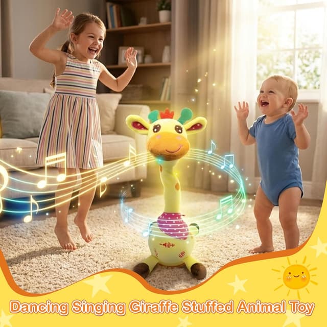 Detalle 2 de Hunfur Talking Dancing Giraffe Baby Toy (3–18 Months) — Singing, Recording & Glowing Light