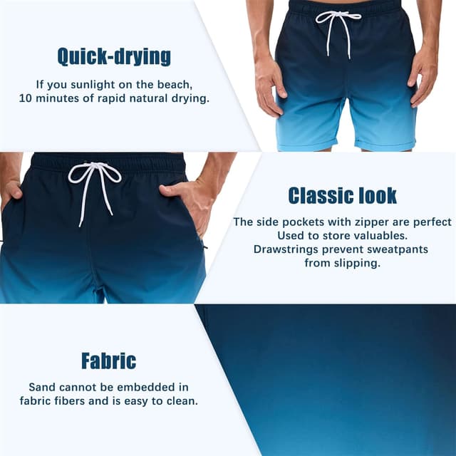 Detalle de Vorvowry Costume Uomo da Mare: calzoncini impermeabili ad asciugatura rapida con tasche