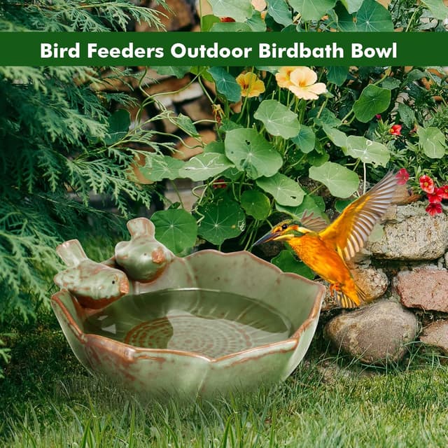 Detalle 2 de SUNJULY bird bath bowl 16 cm retro feeder