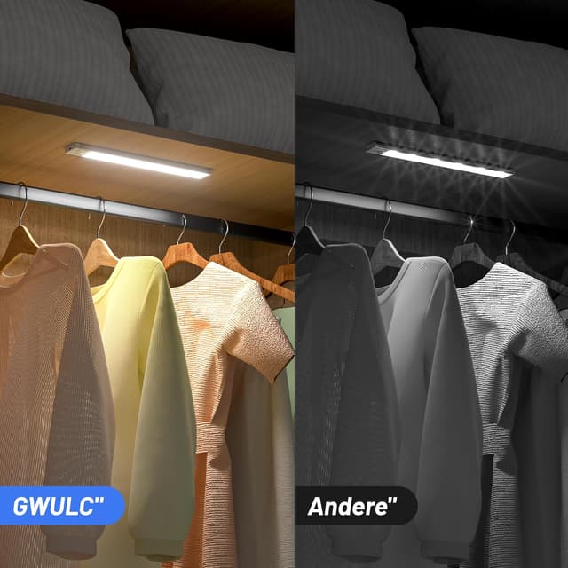 Detalle de GWULC Schrankbeleuchtung 2700K Warmweiß (20 cm) – 3er-Set mit Bewegungsmelder