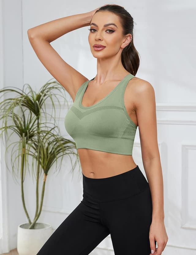 Detalle 2 de Litherday Sport BH Damen Push Up ohne Bügel mit abnehmbaren Pads – Racerback & Cut-Outs