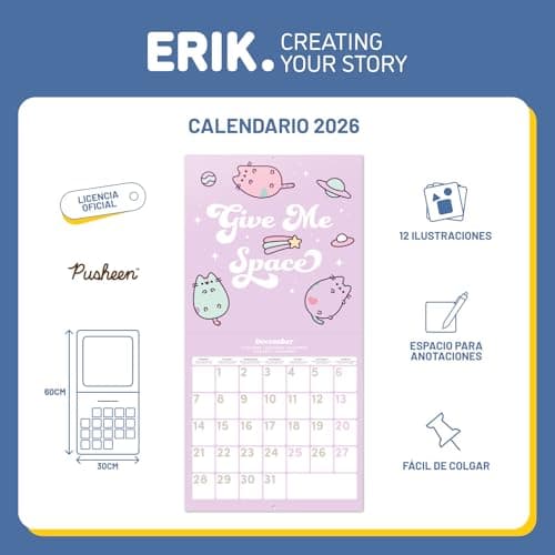 Detalle 1 de Grupo Erik Calendario Pusheen 2026 30×30 cm 📅