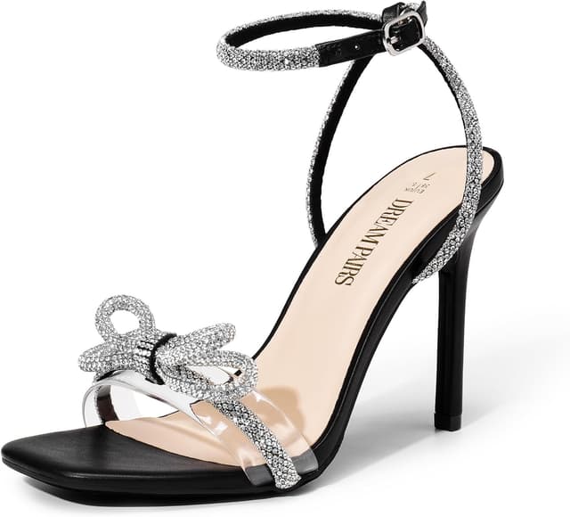 Detalle de DREAM PAIRS Double Bowknots Crystal Sandals 3.94" 🎀