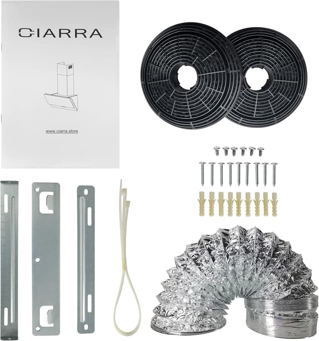 Thumbnail 5 de CIARRA Campana Extractora 60cm Extractor Cocina Clase A++ 350m³/h 3 Velocidades Potencia Recirculación Interna por Filtro de Carbono de Bajo Consumo Cristal y Acero inoxidable CBCB6736C