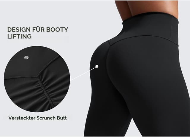 Detalle de CRZ YOGA Butterlift SecretSculpt Damen Scrunch Butt Sportleggings (64/71 cm) mit High Waist