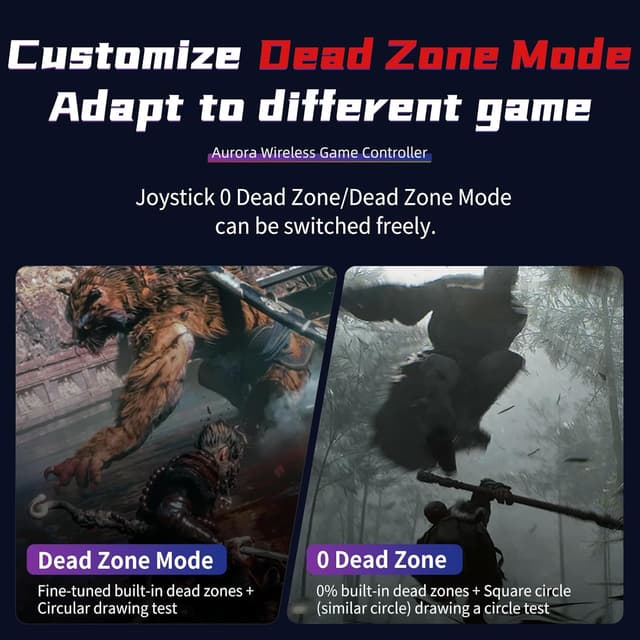 Detalle de AceGamer Aurora 2.4G: mando inalámbrico con joystick Hall y gatillos lineales para PC, Switch y más