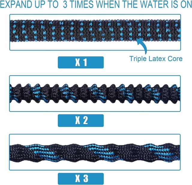 Detalle de Expandable Garden Hose 25ft with 1/2" & 3/4" Brass Fittings and 10-Function Spray Gun