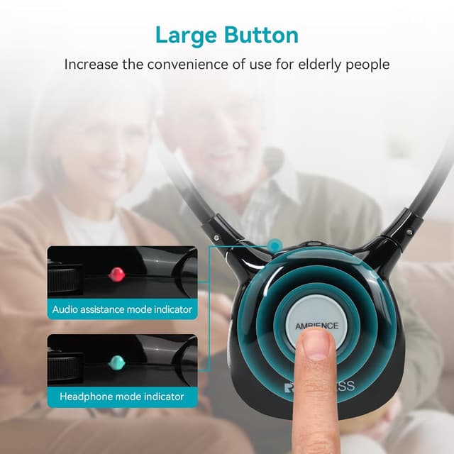 Detalle de Retekess TA008 kabellose Funkkopfhörer für TV mit 2,4G Low-Latency, 30 m & einstellbarer Dämpfung