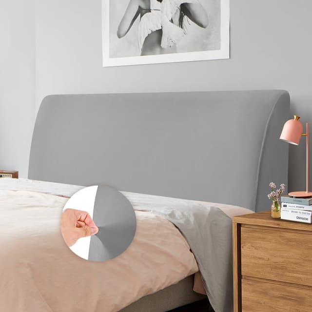 Detalle de Caijin Copertura per testiera in velluto elasticizzato grigio chiaro (200–220 cm)