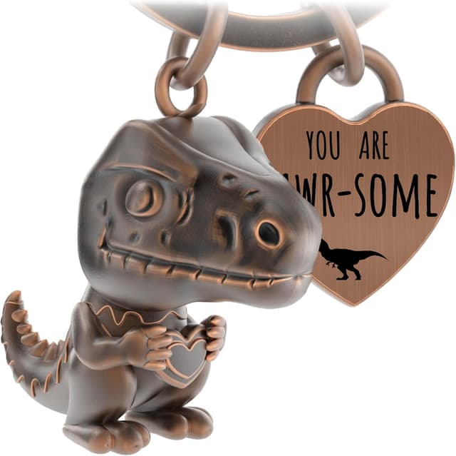 Detalle de LANOLU Schlüsselanhänger „Dinosaurier Mini-Rex“ als Glücksbringer für Paare und beste Freunde