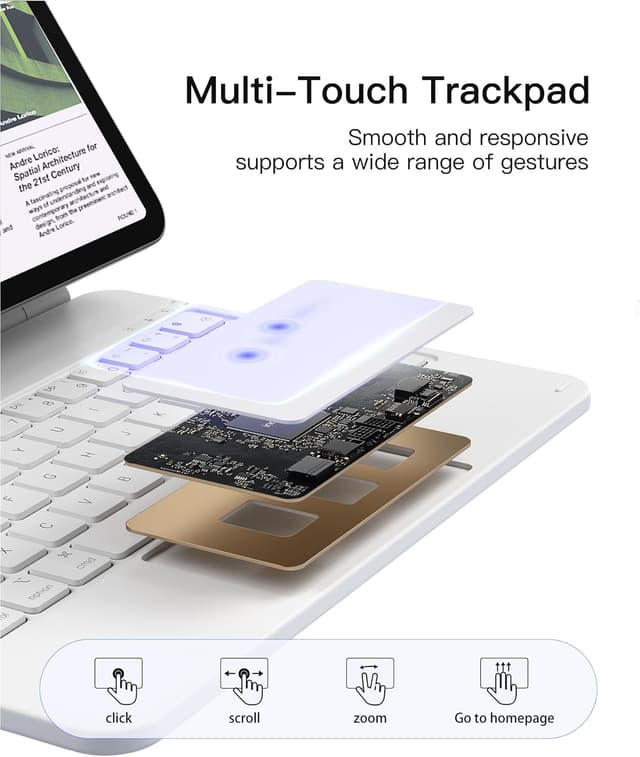 Detalle 1 de Inateck iPad magnetic keyboard case 130° stand