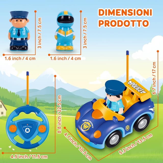 Detalle de Pup Go Macchina della Polizia RC cartoon telecomandata per bambini 18 mesi+ con musica e luci