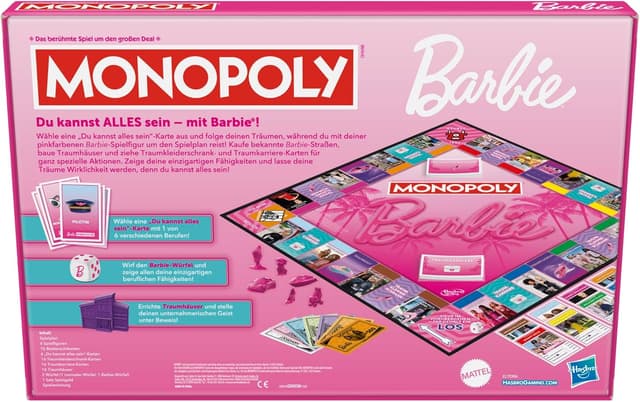 Detalle 2 de Monopoly Barbie Edition Brettspiel 🎲