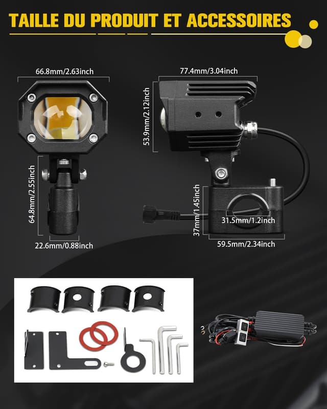 Thumbnail 6 de BraveWAY Feux Additionnels Moto 70W 30000LM