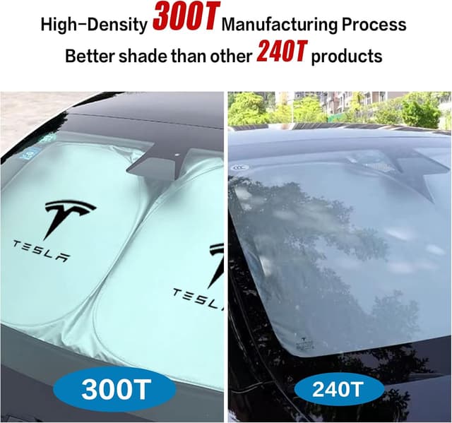 Detalle de 300T Front Window Sunshade for Tesla Model 3 & Model Y (Collapsible, Storage Bag)