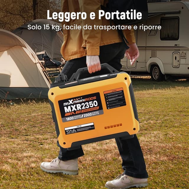 Detalle 2 de maXpeedingrods Generatore di Corrente Inverter 2000W a benzina, 4 tempi (MXR2350) con USB e prese 230V