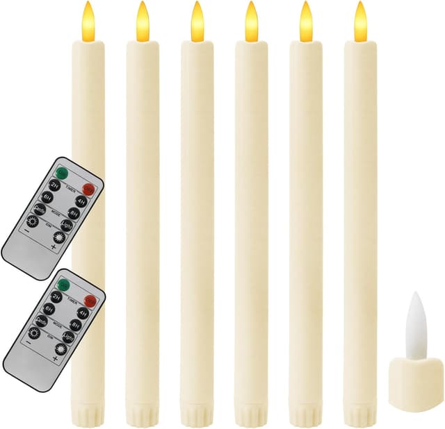 Imagen de Sunjas 6PCS Flameless Taper Candles 10 Inch en OfertitasTOP