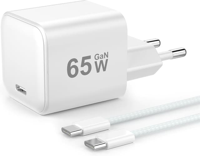 Detalle de YISH 65W Caricatore USB-C GaN PD3.0 con cavo USB-C da 1 m (60W)