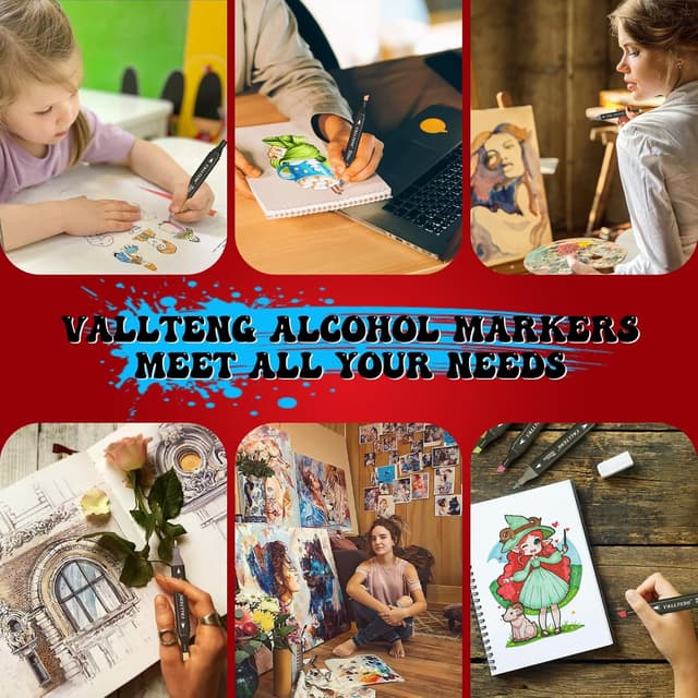 Thumbnail 6 de Vallteng 100 couleurs feutres à alcool