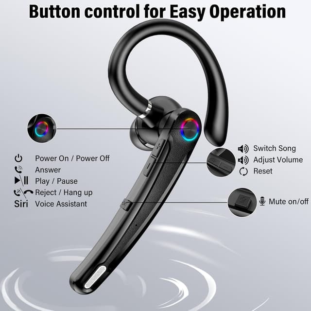 Detalle 2 de Bluetooth Headset V5.4 mit Freisprech-Funktion, CVC 8.0/ENC Dual Mic und Multipoint (bis zu 115 Std.)