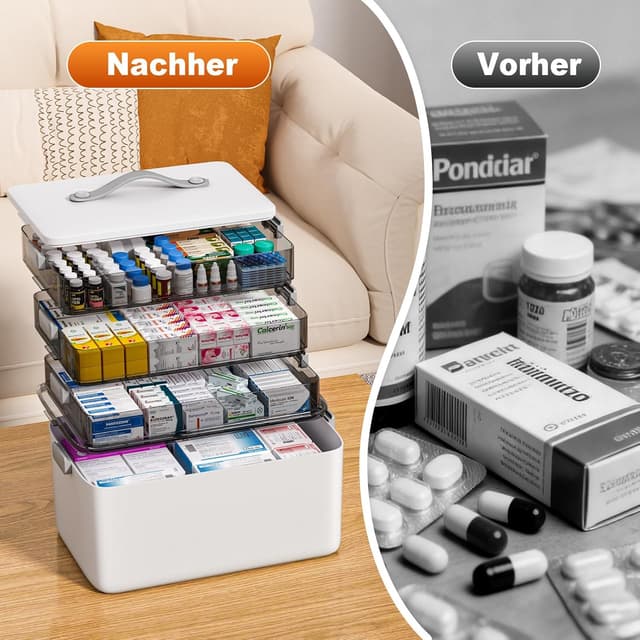 Detalle de MOPUP vierlagige Medikamentenaufbewahrungsbox mit Tragegriff (37×23×32 cm)