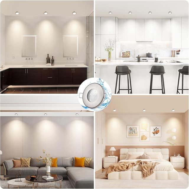 Thumbnail 6 de GeyouLux 12er Set Einbaustrahler-Rahmen IP65 für GU10 (Eisen Nickel), Lochmaß 68 mm