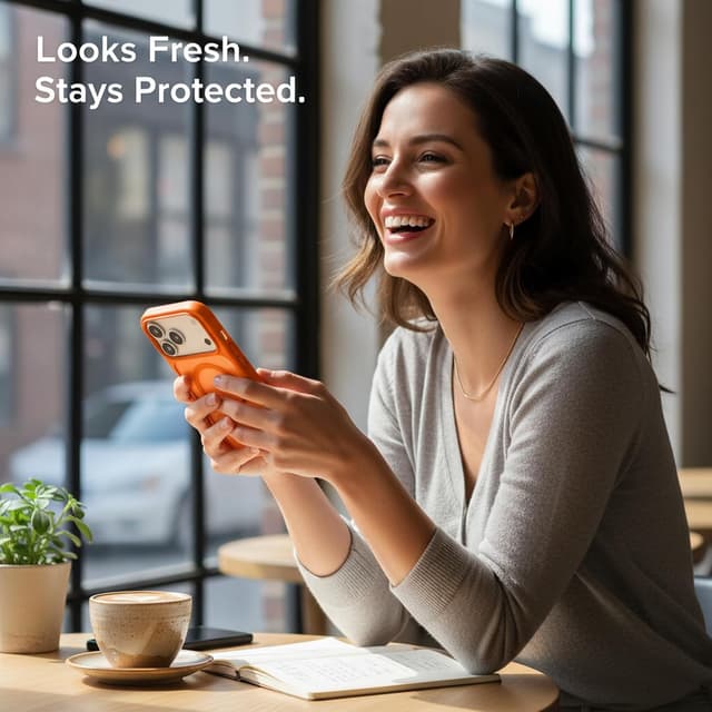 Detalle 2 de Seaflar coque pour iPhone 17 Pro compatible MagSafe, orange translucide