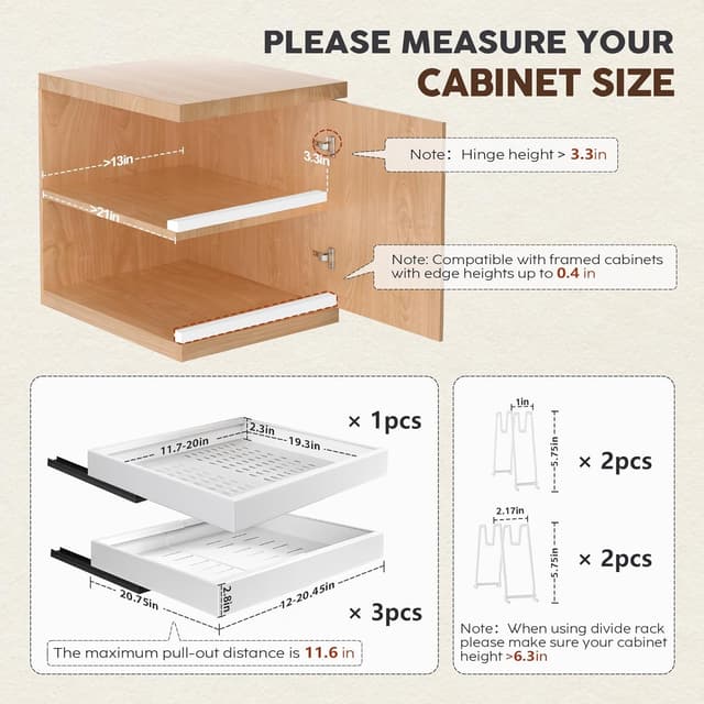 Detalle 2 de Seinloes 4Pack Expandable Pull Out Cabinet Organizer 21"