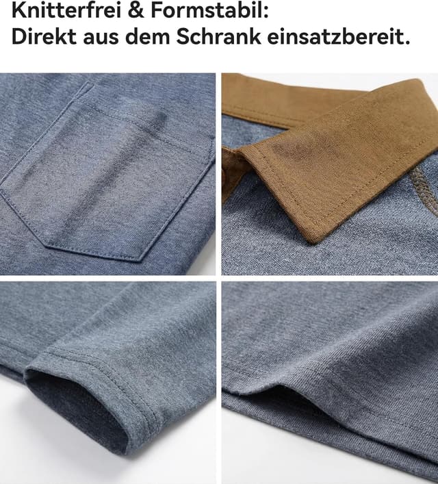 Detalle 2 de GLESTORE Poloshirt Herren Langarm mit Giraffen-Stickerei – Casual Longsleeve Polo