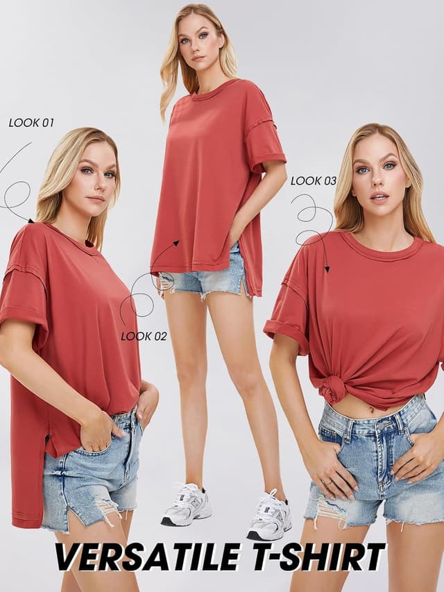 Detalle de EXLURA Womens Summer Oversized T Shirts (2026) Oversized Crewneck Maternity & Workout Tunic Top